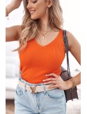 Fitted ribbed top with straps, orange MP32859 - Online store - Boutique